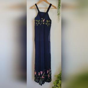 Womens Floreat Blue Floral Maxi Dress From Anthropologie Size 0